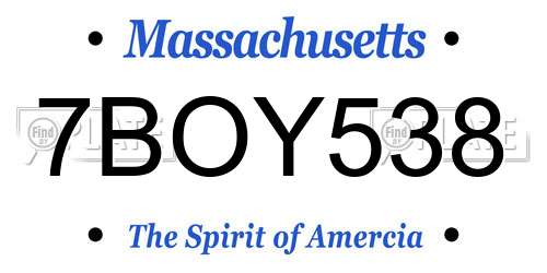 7BOY538 Massachusetts License Plate