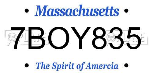 7BOY835 Massachusetts License Plate