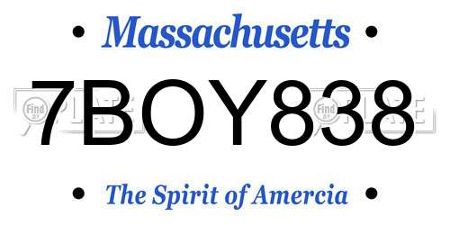 7BOY838 Massachusetts License Plate