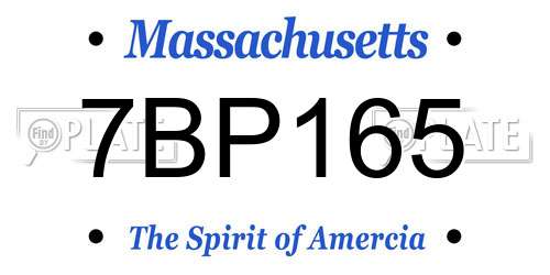 7BP165 Massachusetts License Plate