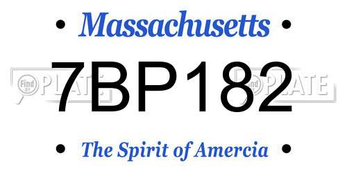 7BP182 Massachusetts License Plate