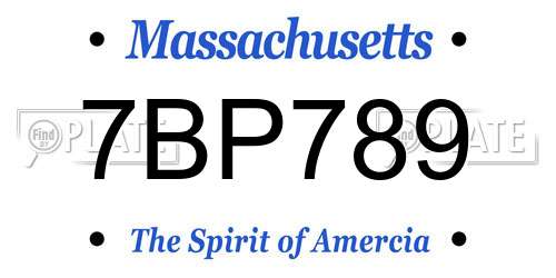 7BP789 Massachusetts License Plate