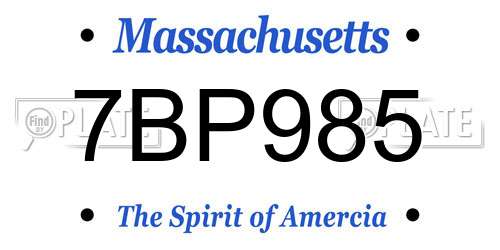 7BP985 Massachusetts License Plate
