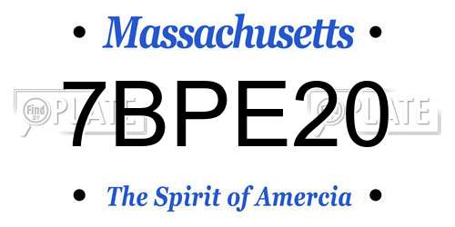 7BPE20 Massachusetts License Plate
