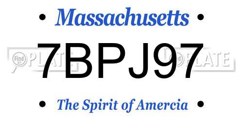 7BPJ97 Massachusetts License Plate