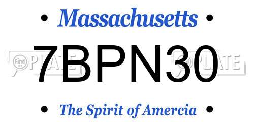7BPN30 Massachusetts License Plate