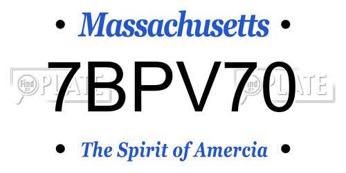 7BPV70 Massachusetts License Plate