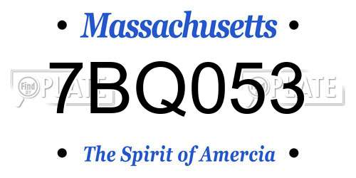 7BQ053 Massachusetts License Plate