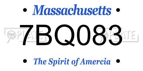 7BQ083 Massachusetts License Plate