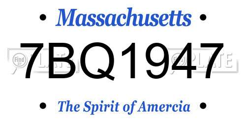 7BQ1947 Massachusetts License Plate