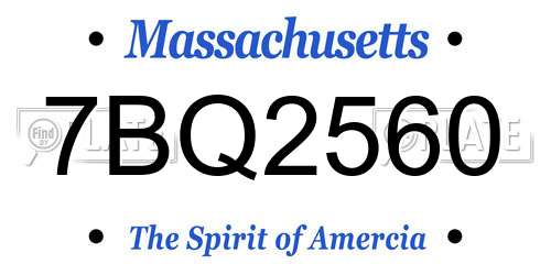 7BQ2560 Massachusetts License Plate