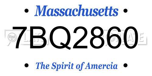 7BQ2860 Massachusetts License Plate