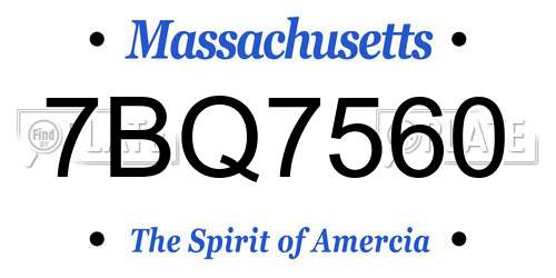 7BQ7560 Massachusetts License Plate