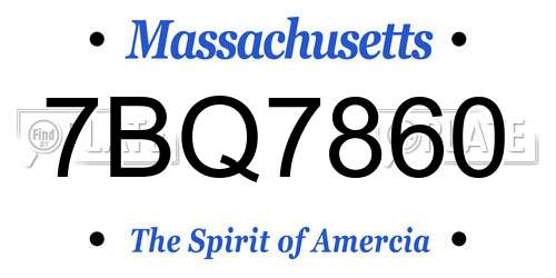 7BQ7860 Massachusetts License Plate