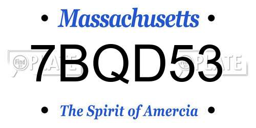 7BQD53 Massachusetts License Plate