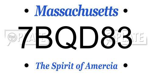 7BQD83 Massachusetts License Plate