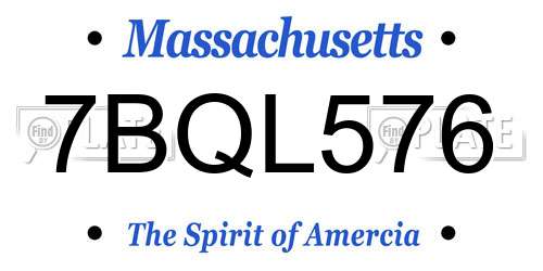 7BQL576 Massachusetts License Plate