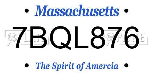 7BQL876 Massachusetts License Plate