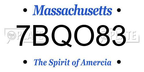 7BQO83 Massachusetts License Plate