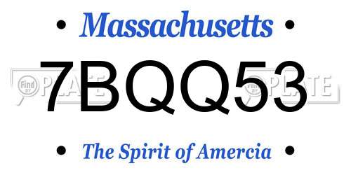 7BQQ53 Massachusetts License Plate