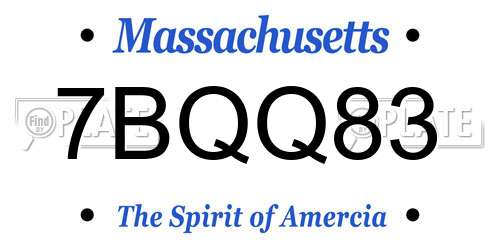 7BQQ83 Massachusetts License Plate