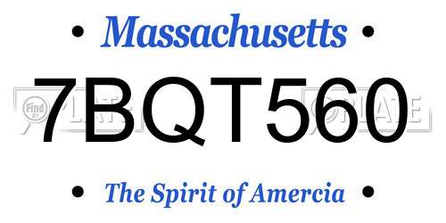 7BQT560 Massachusetts License Plate