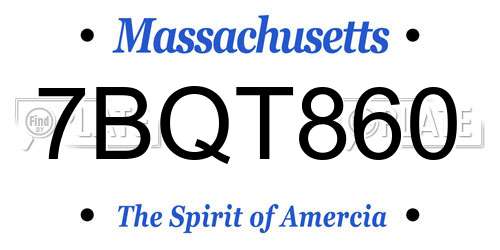 7BQT860 Massachusetts License Plate