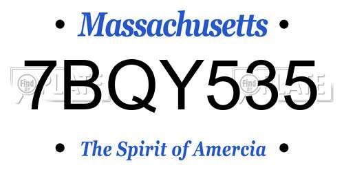 7BQY535 Massachusetts License Plate