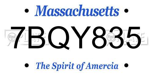 7BQY835 Massachusetts License Plate
