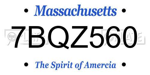 7BQZ560 Massachusetts License Plate
