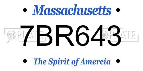 7BR643 Massachusetts License Plate