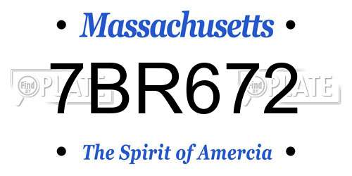7BR672 Massachusetts License Plate