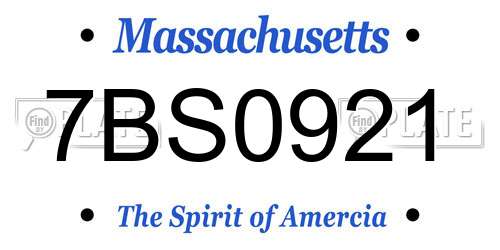 7BS0921 Massachusetts License Plate