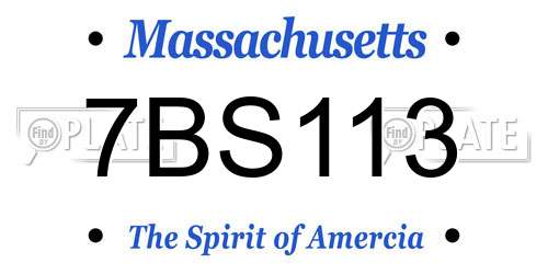 7BS113 Massachusetts License Plate