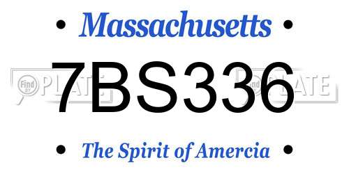 7BS336 Massachusetts License Plate