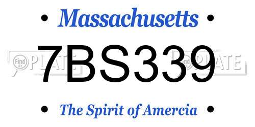 7BS339 Massachusetts License Plate