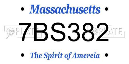 7BS382 Massachusetts License Plate