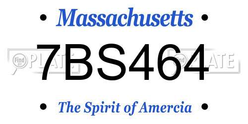 7BS464 Massachusetts License Plate