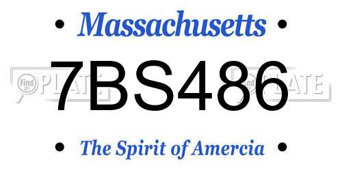 7BS486 Massachusetts License Plate
