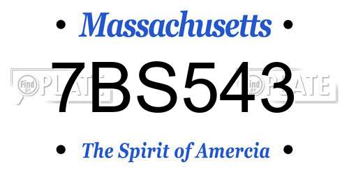 7BS543 Massachusetts License Plate