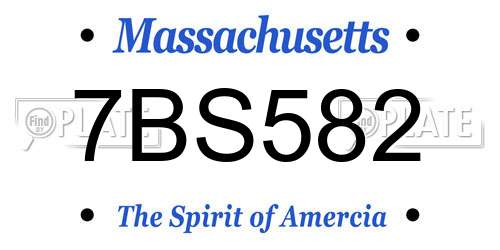 7BS582 Massachusetts License Plate