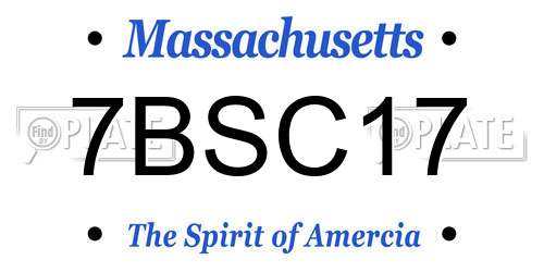 7BSC17 Massachusetts License Plate
