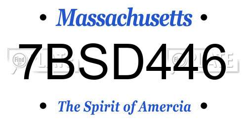 7BSD446 Massachusetts License Plate