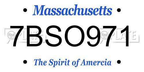 7BSO971 Massachusetts License Plate