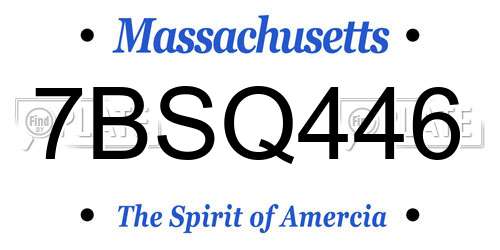 7BSQ446 Massachusetts License Plate