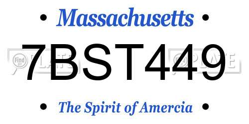 7BST449 Massachusetts License Plate