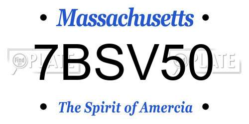 7BSV50 Massachusetts License Plate