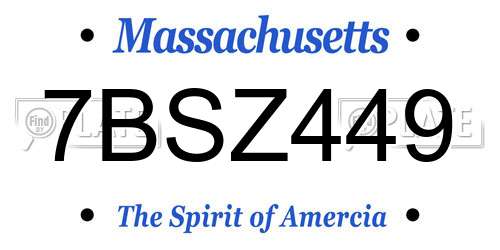 7BSZ449 Massachusetts License Plate