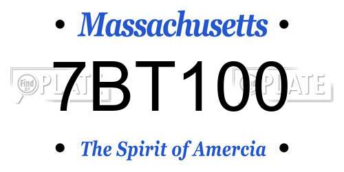 7BT100 Massachusetts License Plate