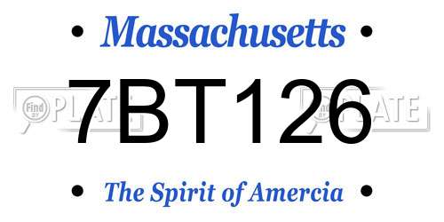 7BT126 Massachusetts License Plate